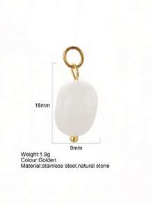 1pc Vintage Elegant Stainless Steel Natural Stone Geometric Pendant, DIY Necklace Bracelet Earring Keychain, Suitable For Christmas Gift & Daily Wear