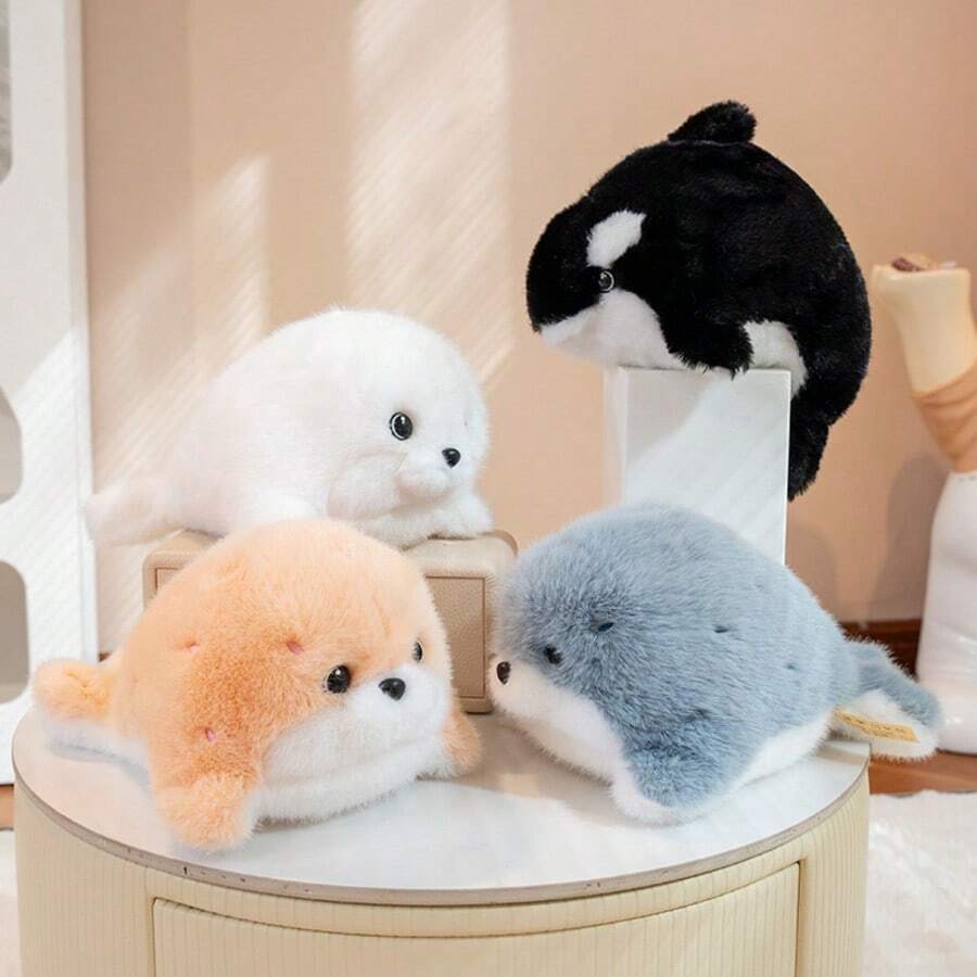 1 con thú nhồi bông hình hải cẩu/cá voi sát thủ hoạt hình dễ thương, mềm mại, búp bê hải cẩu/cá voi sát thủ mini, búp bê trẻ em, búp bê giảm căng thẳng, đồ trang trí nhà cửa, quà tặng sinh nhật/Giáng sinh/Ngày lễ tình nhân/Lễ Phục sinh.