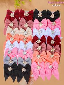 4/8pcs/Set Faux Pearl Embellished Bow Hair Clips, Multiple Colors Available, Velvet Material With Shiny Faux Pearls, Elegant And Sophisticated - Suitable For Girls And Women, Can Securely Clip Bangs Or Ponytails, Versatile For Daily, Weekend, Hangout, Photo Shoot, Random Color, Winter Outfit For Women, Bows, Cute, Claw Clips, Hair Claws, Hair Slide, Hair Barrettes
