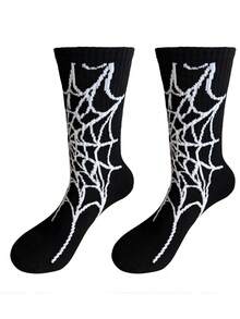 3/5/10 pares de calcetines de tubo medio unisex con diseño de esqueleto de dibujos animados aleatorios, suaves, cómodos, transpirables y versátiles para todas las estaciones, adecuados para uso diario y fiestas de Halloween