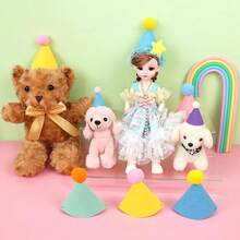 3pcs Mini Party Hats - Pink And Bright Colors (Blue, Pink, Yellow, Green, Orange, Purple) - Lightweight And Durable Polyester Cone Hats, Suitable For Birthday, Wedding, Halloween, Christmas, New Year - Pet Costume Party Decor, Dolls, Plush Animals, Puppies, Kittens, Bunnies - Easy To Clean Party Decor, Holiday Celebration, Joke Design, Hand Wash Only, Celebration Supplies, Holiday Shoppers