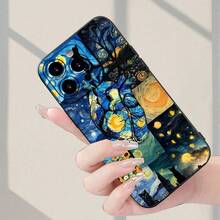 Esta elegante funda para teléfono presenta un patrón divertido de pinturas de Van Gogh y corazones, diseñada para ser a prueba de golpes y protectora para varios modelos de , lo que la convierte en una gran opción tanto para chicos como para chicas. - Negro - Ver 7