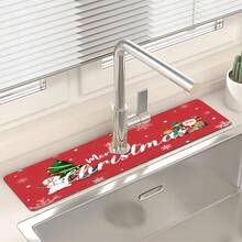 1 pièce, Joyeux Noël, Tampon absorbant en boue de diatomées pour robinet, Tampon anti-éclaboussures pour robinet de salle de bain, Tampon de robinet imperméable et antidérapant, Accessoires pour plan de travail de cuisine, Les meilleurs articles décoratifs pour Noël à la maison !