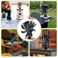 7-Blade Furnace Fan Thermal Fireplace Fan Standing No Electricity Wireless Low-Noise Wood Burner Aluminum Alloy Fan - 10.5x6.6x19.5cm - View 10