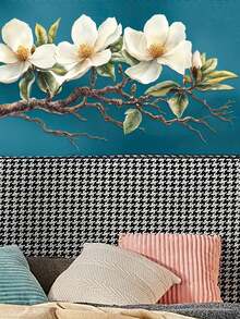 1 buc. Autocolant de perete elegant cu floare de magnolie albă - autoadeziv și detașabil din PVC, lavabil, potrivit pentru decorul camerei de zi și dormitorului