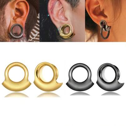 ADYJELY 2 pezzi Dilatatori per orecchie curvi per uomo, tappi e tunnel per orecchie per donna, misura 0G 00G 8mm 10mm, tunnel per orecchie, orecchini allarganti