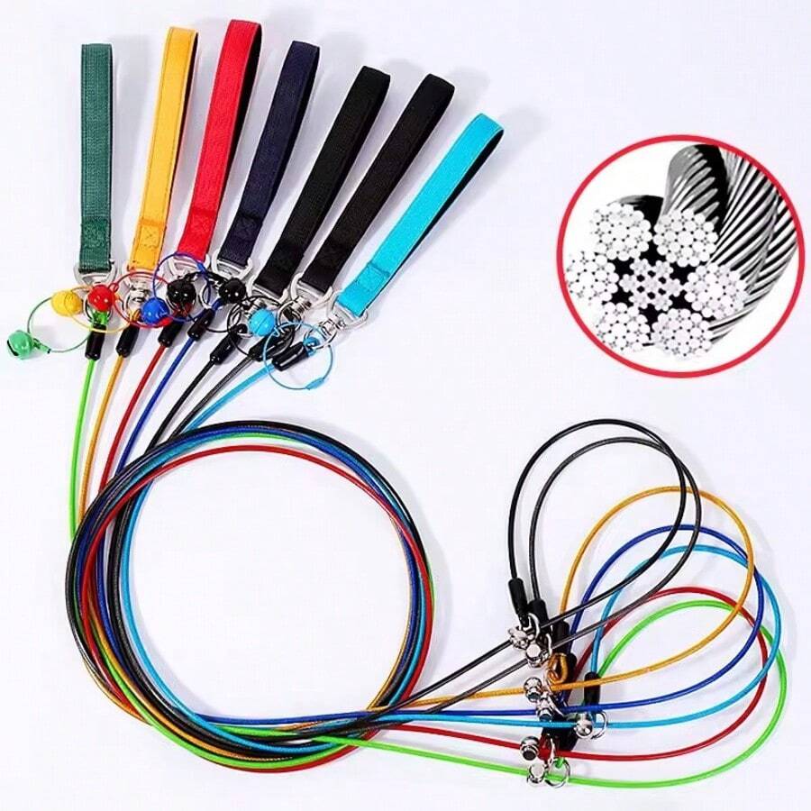 150cm Stainless Steel Dog Leash, Durable Anti-Chew, Suitable For Walking Dogs, Steel Wire Rope Material, Pet Chain Design With Bell - Multicolor - View 1
