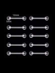 10 قطع من حلقات الاختراق الشفافة من البيوفليكس لأنف وبطن وحاجز الأنف والحاجب والشفة والغضروف والأذن الخرطومية، حلقات اختراق بلاستيكية للعمل والمدرسة
