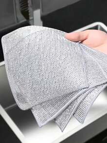 5/10/20/30/50 قطعة من أقمشة التنظيف السلكية المعدنية الفضية ذات الطبقتين، مناشف غسيل الأواني والأطباق والمقالي، قماش لا يلتصق به الزيت للمطبخ