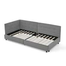 Single Bed 90/140/160*200 Cm, Skin-Friendly Velvet Design, Children's Bed With Top, Beige (Without Mattress) - Dark Gray+Velvet+90*200cm - View 11