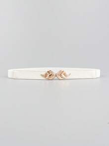 扣飾鬆緊腰帶 - 白色 - 查看 6