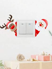 1-2 pièces Autocollants muraux décoratifs Père Noël et cerf, autocollants pour interrupteur de Noël, autocollants imperméables, autocollants en PVC, faciles à coller et à retirer, pour la décoration de la maison, la décoration de la salle de bain, la décoration des salles de jeux, la décoration des chambres de garçons et de filles, les accessoires de la chambre, la buanderie, la décoration du salon, la décoration de la salle de séjour, la décoration de la salle de bain, le bureau, la décoration de la salle de classe et d'autres zones, décoration murale décorative Décoration de Noël à la maison