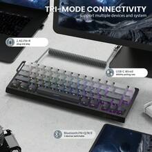 ATTACK SHARK X68PRO HE Rapid Trigger Magnetic Keyboard, Tri-Mode RGB, 8KHz Polling Rate, Adjustable Actuation, Magnetic Switches Wireless Gaming Keyboard With Coiled Cable For PC, Christmas Gift, Xmas Edition, Year-End - Black Red/ Black/ White/ Moon Night - Multicolor - View 5