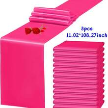 1/3/5 Packs Satin Red Table Runner 11.02*108.27 Inches Suitable For Christmas Birthday Wedding Party Banquets, Dinners, Banquets, Graduations, Family Gatherings, Theme Parties And Other Parties. - Multicolor - View 21