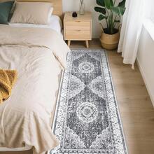 Techigher 5 Sizes Rugs Living Room|Area Rugs| Washable–120 X170 Cm Boho Vintage Floral Rug, Soft Faux Lamb Velvet Rug & TPR Non-Slip Backing Carpet For Bedroom,Bathroom, Dining Room, Kitchen, Entryway & Office - Black+Grey - View 10
