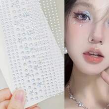 Charming Star-Shaped Rhinestone Face And Eye Makeup Set - Sparkling Multi-Pattern Laser Diamond Stick For Dazzling Stage Looks - 9系列2-7四拼雷射星鑽貼紙 - 查看 4