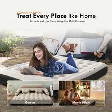 Air Mattress Sofa Bed For Camping, Portable Inflatable Couch With Headboard And Soft Pillow (Pump Not Included) - 米色 - 查看 8