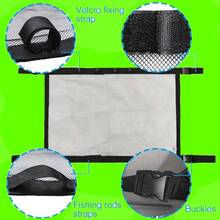 1pc Car Roof Fishing Rod Holder Net - Adjustable 5-Rod Capacity, Lightweight Space-Saving Design With 4 Grab Handles, Durable Mesh Bag For SUVs Trucks - Perfect Gift For Anglers & Outdoor Enthusiasts, Vehicle Gear Organizer | Secure Fixing Straps, Car Fishing Rod Holder - Black 1PC - View 5