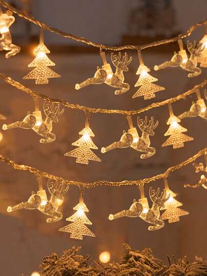 1 pieza Luces de hadas de Navidad con estilo de árbol de Navidad con renos, luces de Navidad para decoraciones interiores y exteriores de fiestas de Navidad, luces navideñas para la noche de invierno, decoraciones navideñas para el hogar, decoraciones del árbol de Navidad, decoraciones para fiestas de Navidad, suministros para fiestas de Navidad, decoración de habitaciones, decoración de dormitorios, regalos y recuerdos para fiestas de Navidad, decoraciones de Año Nuevo 2026 (sin baterías) Decoraciones navideñas para el hogar Regalos de Navidad Decoración navideña
