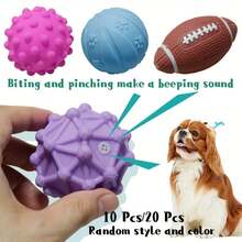 10pcs Pet Chew Toys, Dog Balls Chew Toys, Plush Sound Effect Toys, Puppy Biting Toys, Realistic Plush Toys, Snack Dispensers, Dental Cleaning, Unique Shape Pet Toys, Relaxation & Interactive Fun Toys, Suitable For Small, Medium & Large Dogs Indoor/Outdoor Play, Easy Storage, Random Style & Color - Multicolor - View 12