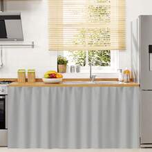 1 pieza Cortinas cortas para cocina, cortina de privacidad para armario a prueba de polvo debajo del fregadero para pequeña habitación de almacenamiento de cocina - Multicolor - Ver 7
