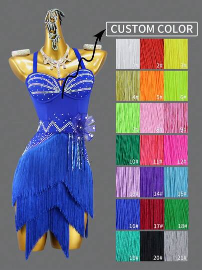 ABC Dancing Custom Made Fashionable Fringe Latin Dance Dress, Sportswear For Competition, Outdoor Activities, Party, Performance, Sexy Sizes And Colors Available