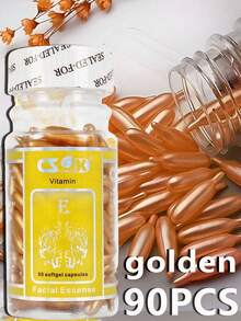 90/180粒羊胎素纯白精华胶囊，维生素E面部精华，瓶装，深层激活肌肤，保湿滋润，改善肤色，美白提亮，抗皱抗衰老 - 金色 - 查看 13