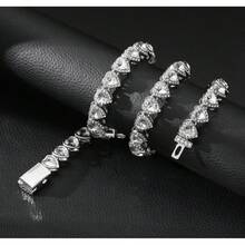 Men's Ice Diamond Necklace Hip-Hop Diamond Necklace Men's Rhinestone Bracelet Necklace - Màu Bạc Cổ - Xem 4