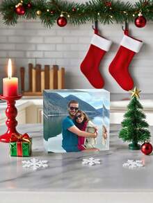 3D Acrylic Custom Photo Gift, Customized UV Photo Print Block Square, Gifts For Family And Friends Gift With Your Own Photo, Wedding Gift, Christmas Decorations,Room Decor,Fall Decor,Home Decor,Fall Decorations For Home,Christmas Decor Home,Wedding,Christmas