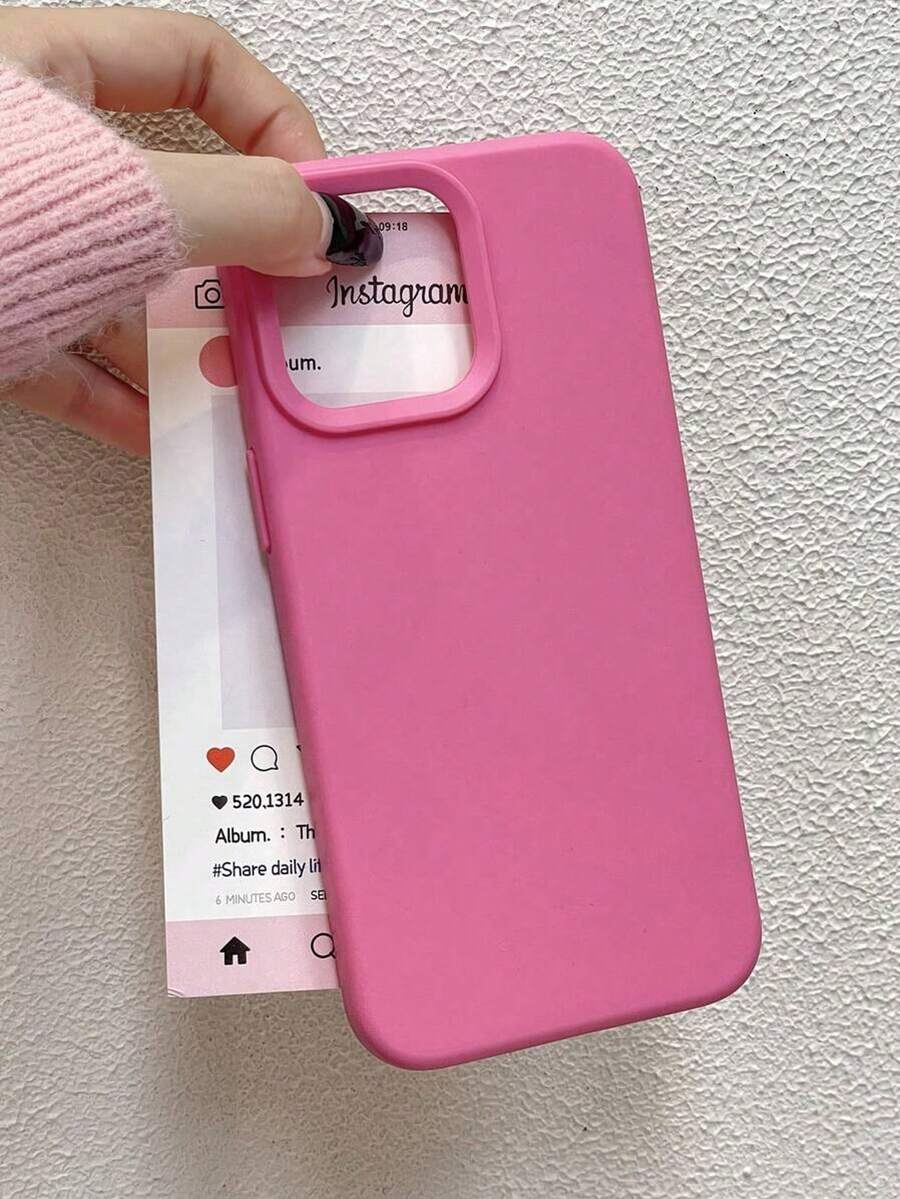 1 Ốp lưng điện thoại silicon mềm dày màu trơn tối giản, tương thích với Apple 17/17 Air/17 Pro/17 Pro Max/16/16 Pro/16 Plus/16 Pro Max/11 12 13 14 15 16 Pro Max, Ốp lưng bảo vệ chống sốc TPU dễ thương - Màu Hồng Tươi - Xem 1