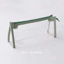 1pc PVC Transparent Triangle Pencil Case, Minimalist Back To School Student Large Capacity Zipper Storage Bag, Portable & Waterproof