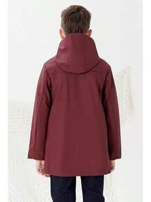 SOLOCOTE - Impermeable con capucha para niños, forro de goma, resistente al agua y viento - rojo oscuro (B-Wine Red) - Ver 3