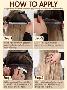 Extensões de cabelo humano com trama de fita invisível sem costura - sem cola, cabelo liso natural real para mulheres, 12-20 polegadas, qualidade de salão