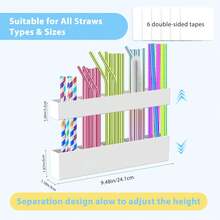 9,5" großer Acryl-Strohhalter-Organizer mit starkem Klebeband, Strohhalter-Aufbewahrungsbehälter für Schranktüren, Trinkhalme-Spender für Küchentheke