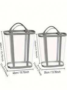 2 Foldable Laundry Basket With Handles - Foldable Mesh Storage Bag, Suitable For Clothing, Travel, Space-Saving Design, Black Home And Portable Clothing Organizer, Breathable Design, Sturdy Handle, Visible Content, Laundry Basket - Multicolor - View 2