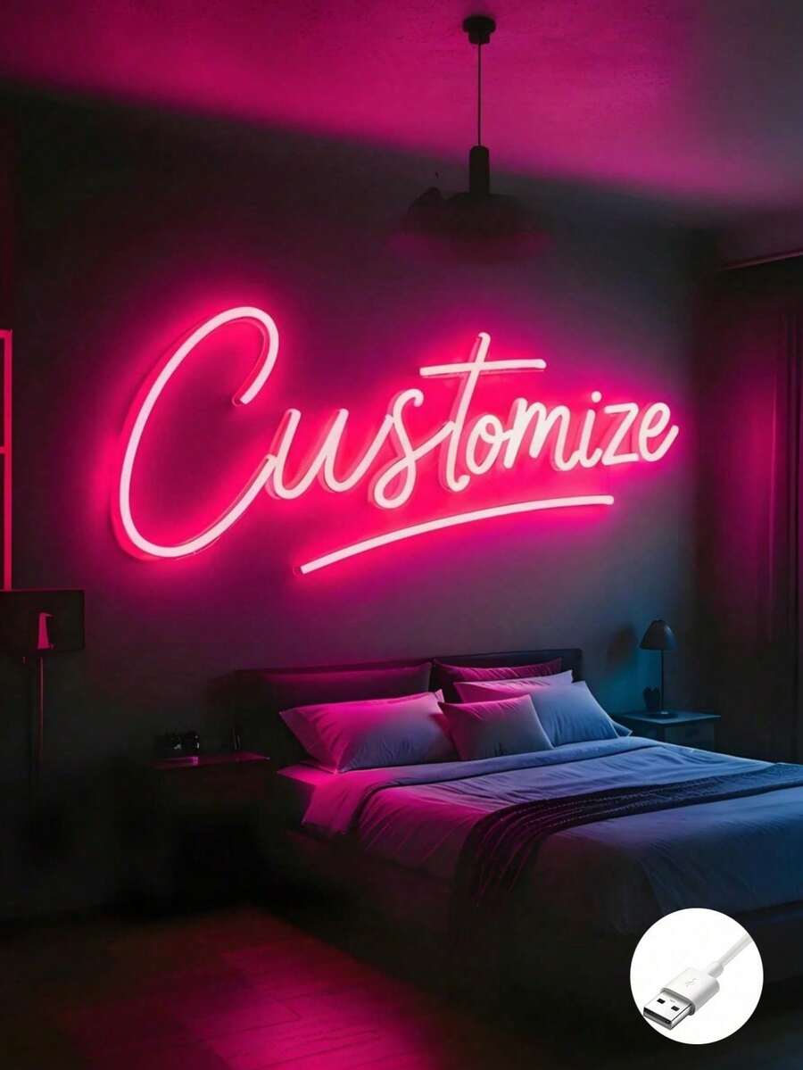 Custom Led Neon Sign Room Decor,Personalized Wedding Neon Sign Valentine's Day Gift ,Festival Neon Sign Home Decoration Wedding Backdrop USB Power. - Multicolor - View 1