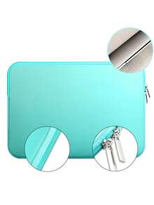 1pc Polyester Padded Solid Color Large Capacity Fully Enclosed Tablet Sleeve, Suitable For 11/13/14/15.6 Inch Tablets, Lightweight Zipper Design - Multicolor - View 8
