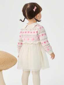 Balabala Vestido de princesa para niñas en otoño e invierno, con superposición de tul, look de capas dulce, elegante y lindo - Tono blanco - Ver 3