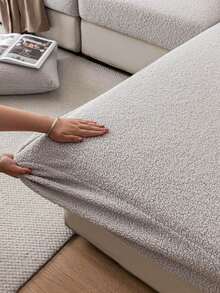 1 件纯色泰迪羊毛沙发套，弹性环绕，温暖舒适，简约时尚风格，宠物友好，防滑，可机洗，适用于 L 型沙发 1/2/3/4 座、客厅、卧室、书房 - 淺灰色 - 查看 10