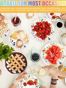 8pcs White Paper Plates, White & Colorful Polka Dot Party Plates, Disposable Tableware, Disposable Paper Plates For Cake, Dessert, Bread, Suitable For Wedding, Birthday Party, School Party Decor, Outdoor Picnic, Christmas Dinner