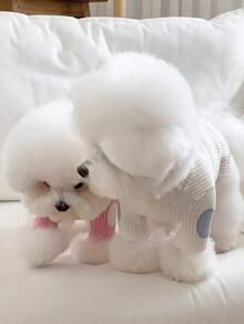 1pc Embroidered Pet Clothes, Dog/Cat Patchwork T-Shirt, Warm & Comfortable Undershirt Suitable For Small/Medium Dogs And Cats - Multicolor - View 8