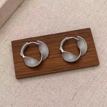 1 对优雅时尚的镀金扭曲设计波浪环状耳环，适合女性日常和度假佩戴 - 彩色 - 查看 11