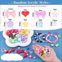 360g 9-Color Random Mixed Acrylic Beads For DIY Jewelry Making, Includes Flower, Bow, Heart, Bear Charms For Bracelets, Necklaces, Phone Straps, Keychains, Stickers - 9 Colors - View 5