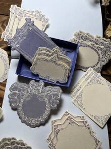 30pcs/Box Vintage Minimalist Boxed Embossed Decorative Paper, Scrapbooking Supplies, Specialty Paper, Thick Cardstock, Artistic Embossed Diary & Journal Craft Material, DIY Background - Multicolor - View 3