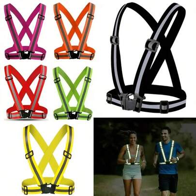 Correa reflectante de alta visibilidad para correr de noche, hacer ciclismo y otras actividades, ajustable para adultos