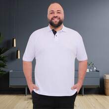 Men's Piquet Collar Polo Shirt Plus Size G1 G2 G3 Polo Classica Elegante - 白色 - 查看 8