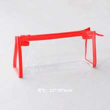 1pc PVC Transparent Triangle Pencil Case, Minimalist Back To School Student Large Capacity Zipper Storage Bag, Portable & Waterproof