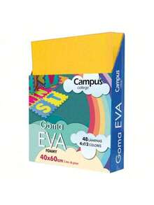 Espuma EVA Campus College 400 x 600 mm Rojo La Goma EVA es un polímero tipo termoplástico que lo puedes moldear, pintar, cortar, coser, pegar, termo formar, etc. Medidas: 400x600 mm - Amarelo - Ver 3