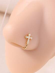 KARYOKO 1 件装人造鼻环非穿孔镶嵌方晶锆石夹式鼻环花蝴蝶形鼻环假鼻环女士银色金色情人节、妈妈、母亲、母亲节、礼物 - 金色 - 查看 18