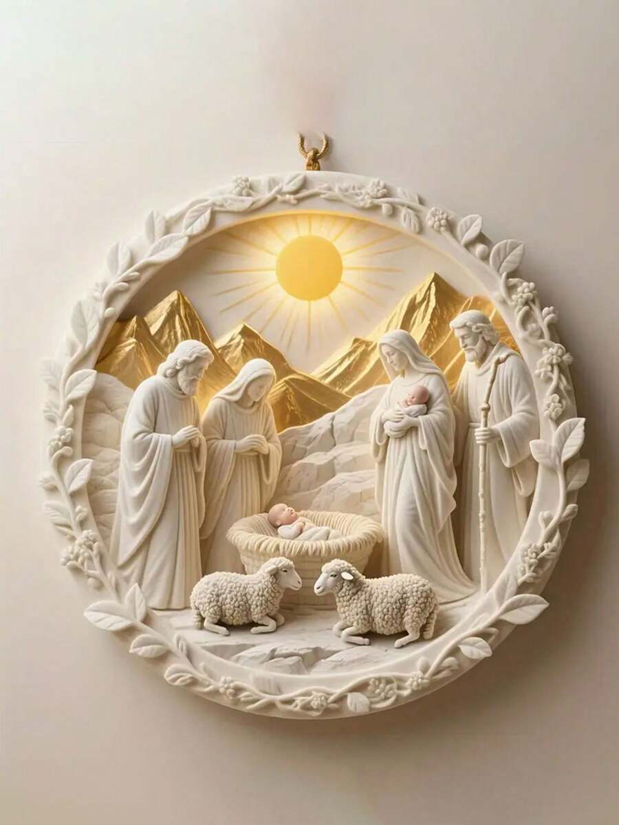 3 moldes religiosos de silicone para sabonetes, velas e artesanato em resina - fáceis de fazer, limpar e desmontar, design intrincado de presépio com Maria, José, jovens e pastores, perfeito para enfeites artesanais, materiais de artesanato e decorações de Natal, design de presépio, artesanato detalhado - Branco - Ver 1